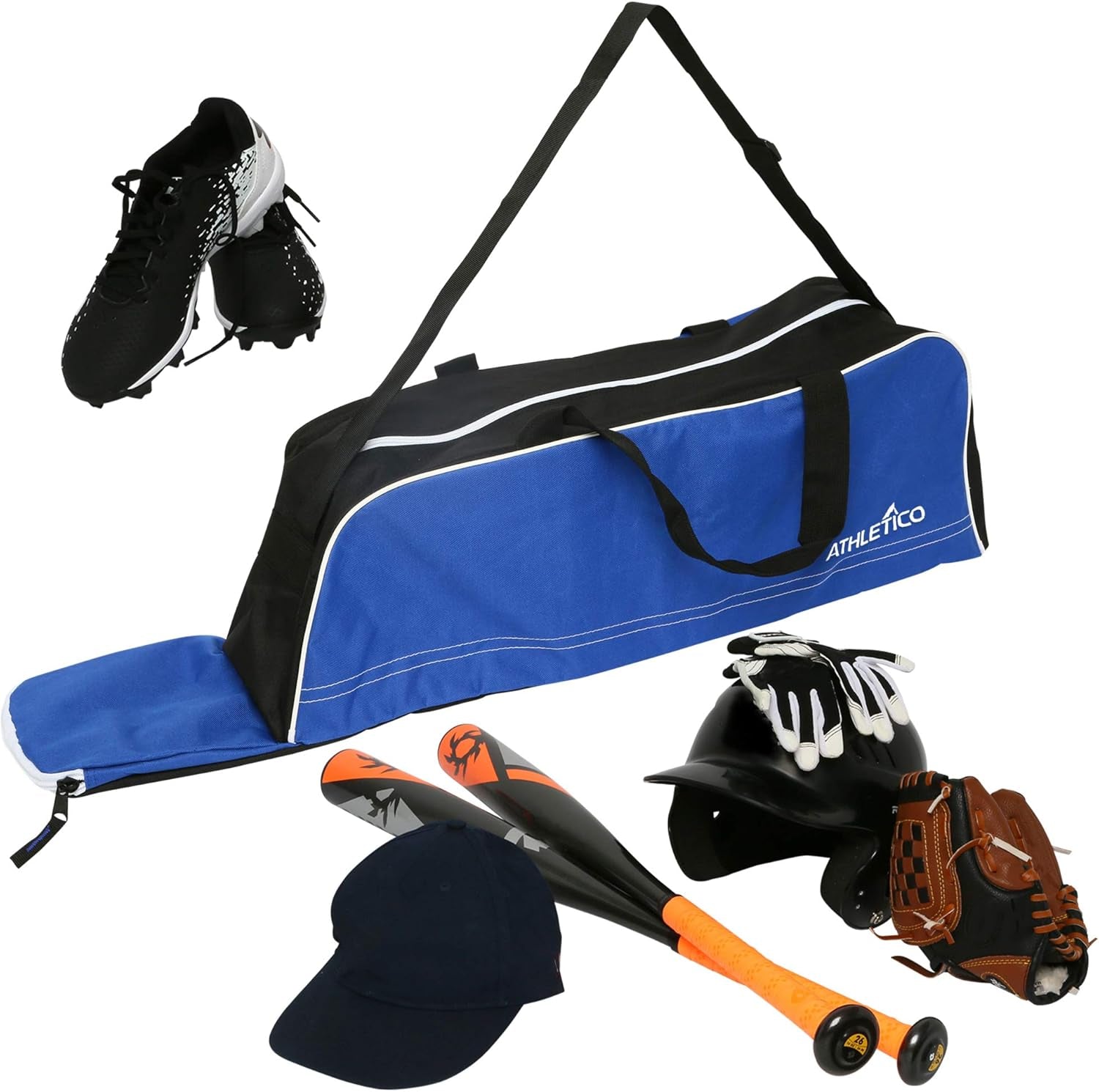 Baseball Tote Bag - Tote Bag for Baseball, T-Ball & Softball Equipment & Gear for Kids, Youth, and Adults | Holds Bat, Helmet, Glove, & Shoes | Fence Hook